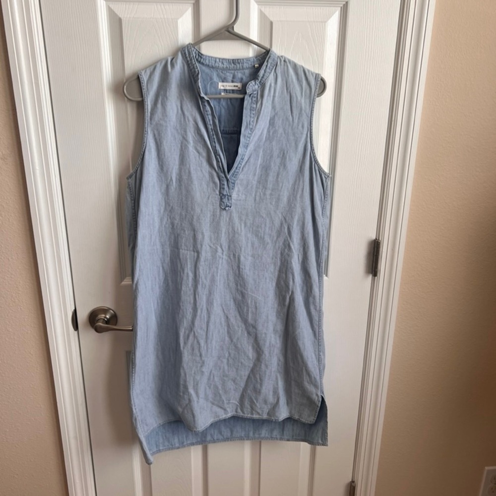 Rag & Bone Sleeveless Denim‎ Tunic Dress Casual Light Wash Women's Medium